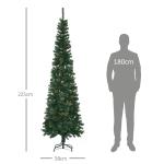 Árvore de Natal Artificial 225 cm Árvore de Natal com 706 Ramos Árvore de Natal Slim com 56 Pinhas Base Dobrável Ø58x225 cm Verde