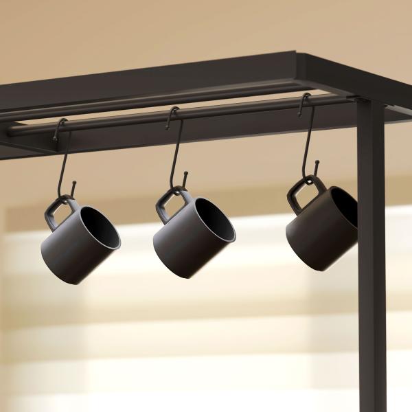 Estante de Cozinha com Tomada de Corrente Estilo Industrial com Prateleiras Ganchos Móvel Auxiliar 116x70x182 cm Marrom Rústico