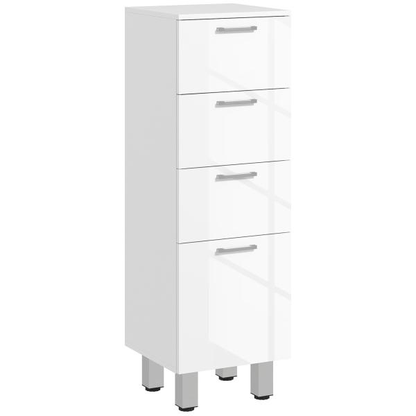 Móvel Auxiliar Casa de Banho Moderno Móvel de Armazenamento Casa de Banho com 4 Gavetas Anti - Tombo 30x30x93 cm Branco