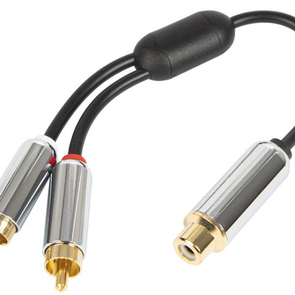Cabo RCA Fêmea - 2x RCA Macho (15cm) - BLOW