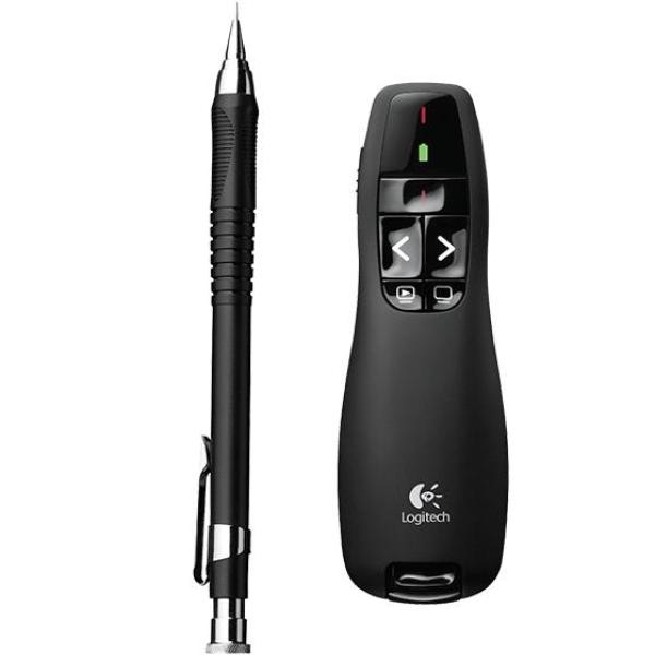 Apresentador Diapositivos R400 c/ Apontador Laser s/ Fios (Preto) - LOGITECH