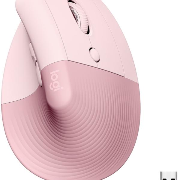 Rato Laser Lift Vertical Ergonomic Wireless/Bluetooth 4000DPI (Rosa) - LOGITECH