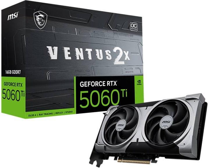 Placa Gráfica NVIDIA GeForce RTX 5060 Ti Blackwell Ventus 2X OC Plus 16G GDDR7 DLSS4 - MSI