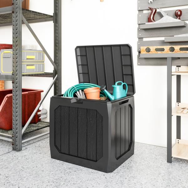 Baú de Armazenamento Exterior em Plástico com Capacidade de 121L 2 Alças e Tampa Impermeável 56x45x53 cm Preto