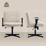 Cadeira de Escritório com Apoios de Braço Rebatíveis Assento Altura Ajustável Função Basculante 76x70x85 - 97 cm Creme