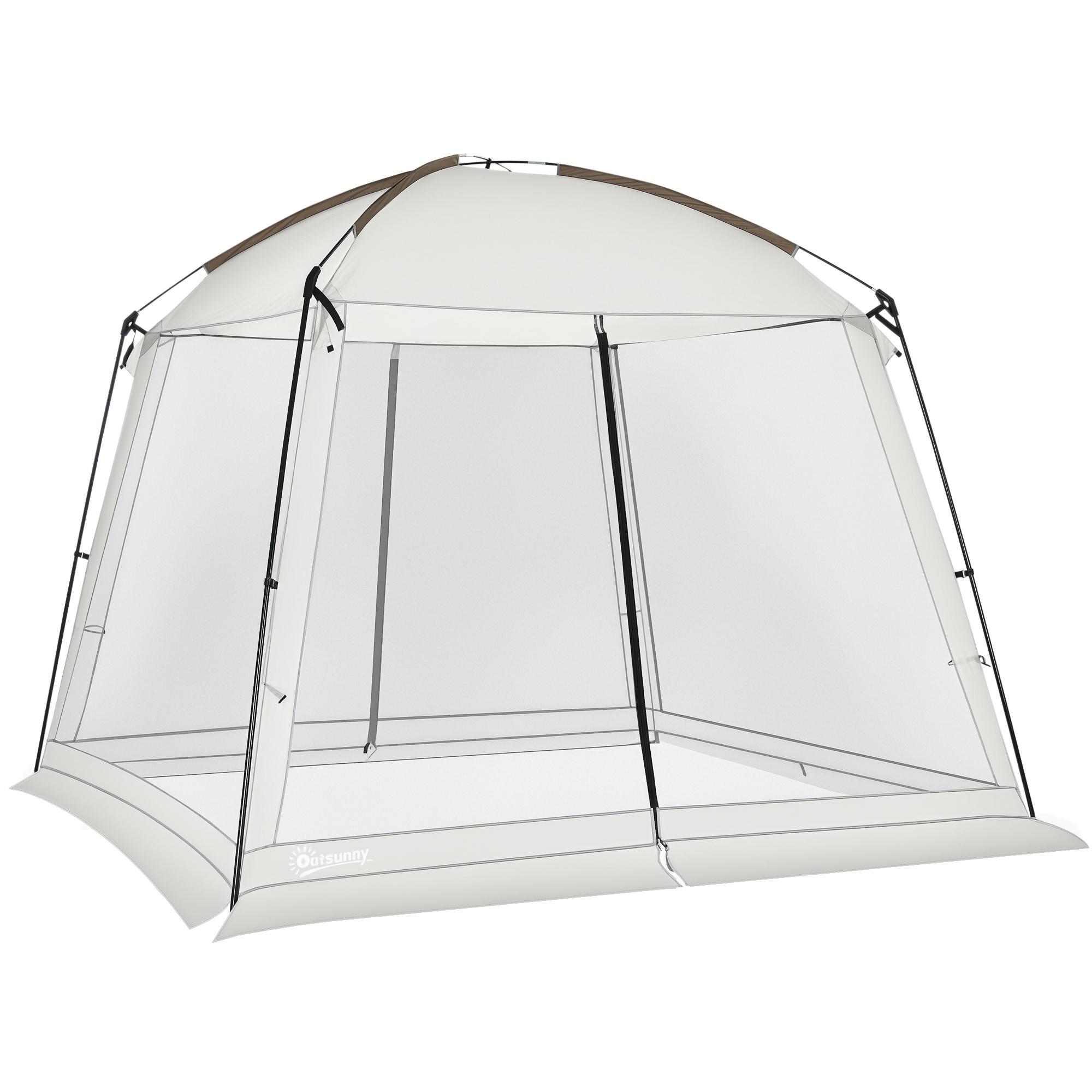 Tenda de Jardim para 6 - 8 Pessoas com 4 Mosquiteiras e 2 Portas Proteção UV50+ Inclui Bolsa de Transporte 3x3 m Branco