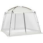 Tenda de Jardim para 6 - 8 Pessoas com 4 Mosquiteiras e 2 Portas Proteção UV50+ Inclui Bolsa de Transporte 3x3 m Branco