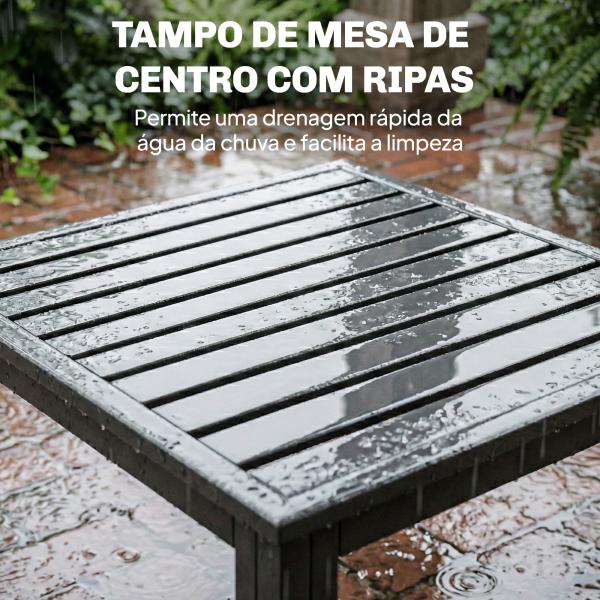Conjunto de Jardim Exterior com Almofadas, 2 Sofás de 2 Lugares com Reposabráços Ajustáveis e Mesa de Centro, Cinzento