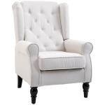 Poltrona de Sala de Estar Poltrona Moderna para Dormitório com Pés de Madeira Poltrona Individual 74x86x102 cm Creme