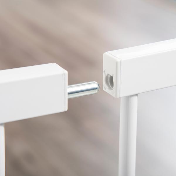 Barreira de Segurança de Animais de Estimação para Escadas e Portas com Aberturas de 75 - 131 cm com 3 Extensões Branco