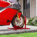 Suporte para Roda Dianteira de Moto Ajustável em 3 Níveis Carga 250 kg 60x55x43 cm Vermelho