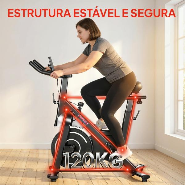 Bicicleta Estática com Resistência Magnética Regulável Ecrã LCD Volante Assento e Guiador Ajustáveis Preto