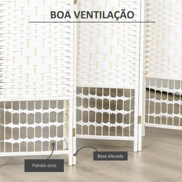 Biombo de 6 Paineis Separador de Ambientes Dobrável 242x170cm Divisória de Habitações de Fibra de Papel Branco