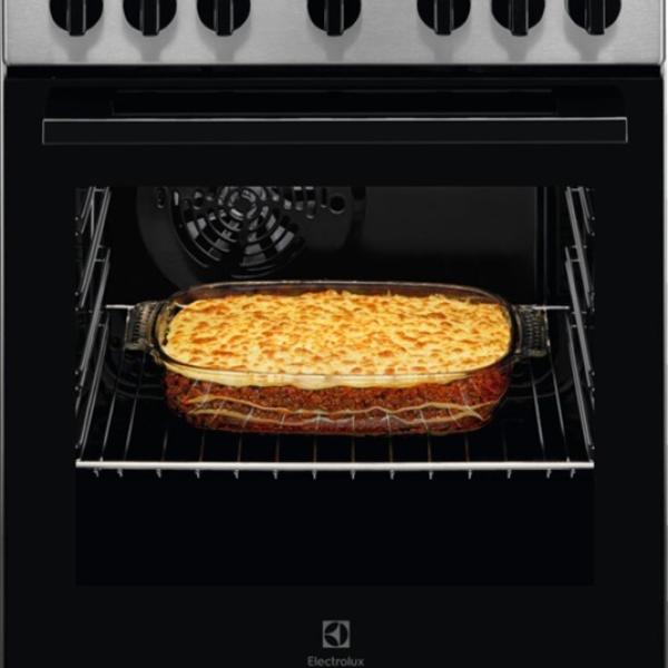 Fogão Eléctrico Vitrocerâmico 4 Zonas + Forno 57L LKR540066X (Preto/Inox) - ELECTROLUX