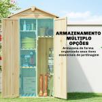 Armário de Jardim em Madeira 93x53x168 cm Armário Exterior para Ferramentas com Portas Trancáveis 4 Prateleiras Madeira