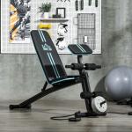 Banco de Musculação com Encosto Ajustável em 7 Posições Extensão de Pernas e Banda de Resistência 54x160x106cm Preto e Azul