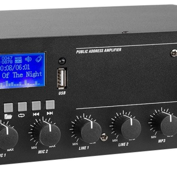 Amplificador de Linha 100V 50W 2 Zonas MP3/USB/SD/BLUETOOTH 12/220V (PPA502) - POWER DYNAMICS