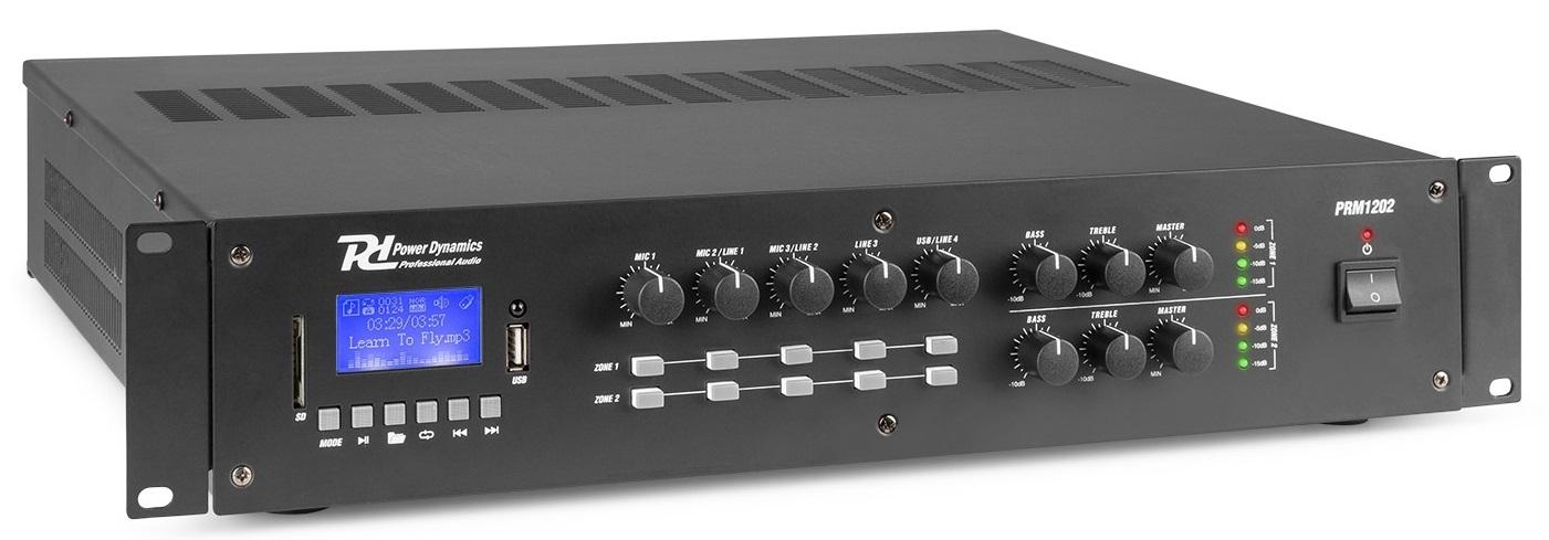 Amplificador Matrix 2 Zonas 240W RMS (100V) c/ BLUETOOTH/SD/USB (PRM1202) - POWER DYNAMICS