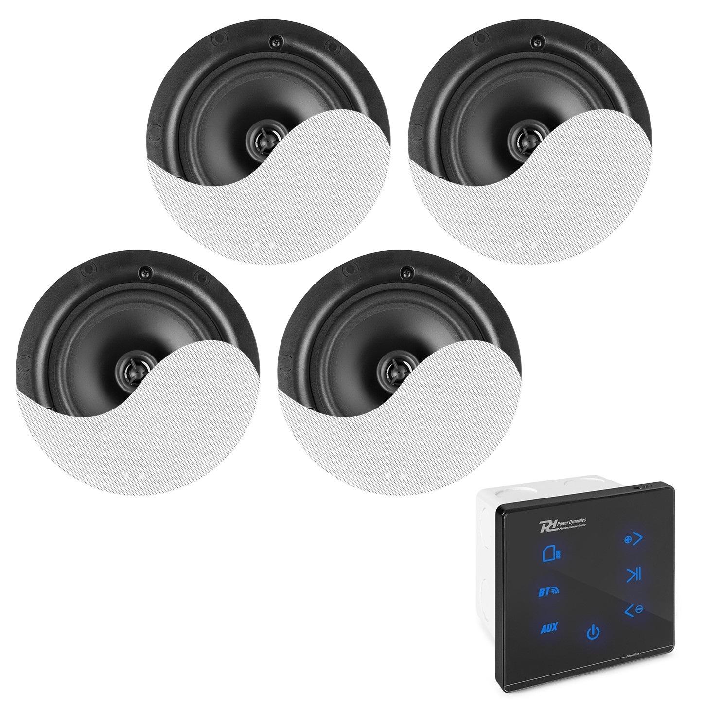Sistema de Som Amplificado Bluetooth/USB/SD c/ 4 Colunas 6,5 (POWERLINE A100BSET) - Power Dynamics