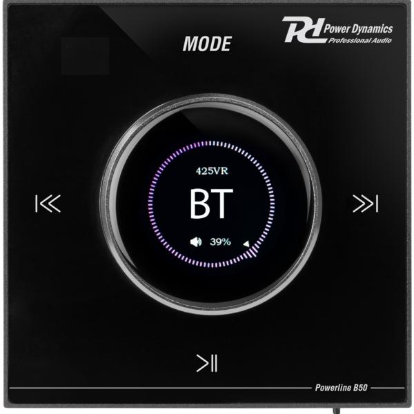 Amplificador Parede LCD 2x 25W Bluetooth/USB/microSD/AUX/FM Preto (POWERLINE B50B) - POWER DYNAMICS