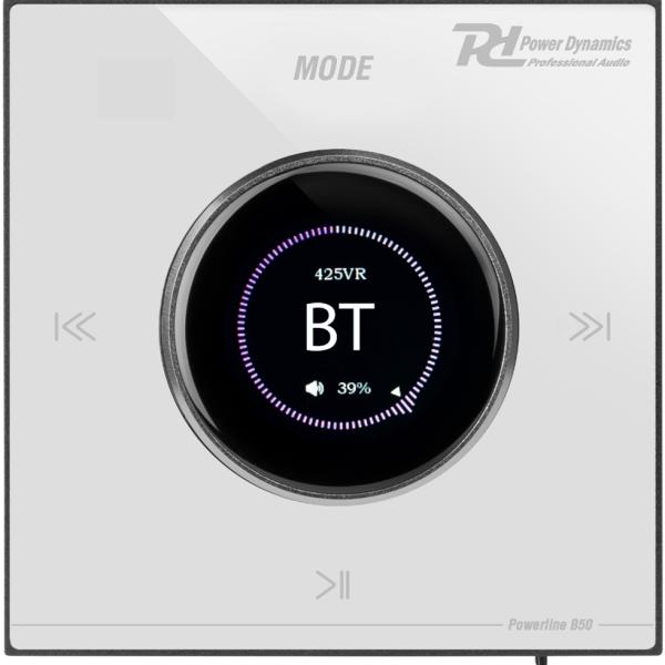 Amplificador Parede LCD 2x 25W Bluetooth/USB/microSD/AUX/FM Branco (POWERLINE B50W) - POWER DYNAMICS