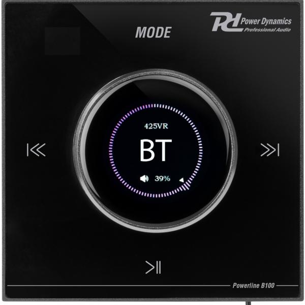 Amplificador Parede LCD 4x 25W Bluetooth/USB/microSD/AUX/FM Preto (POWERLINE B100B) - POWER DYNAMICS