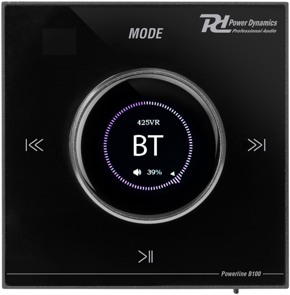 Amplificador Parede LCD 4x 25W Bluetooth/USB/microSD/AUX/FM Preto (POWERLINE B100B) - POWER DYNAMICS