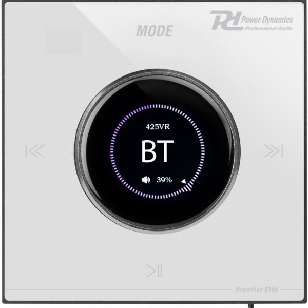 Amplificador Parede LCD 4x 25W Bluetooth/USB/microSD/AUX/FM Branco (POWERLINE B100W) - POWER DYNAMIC