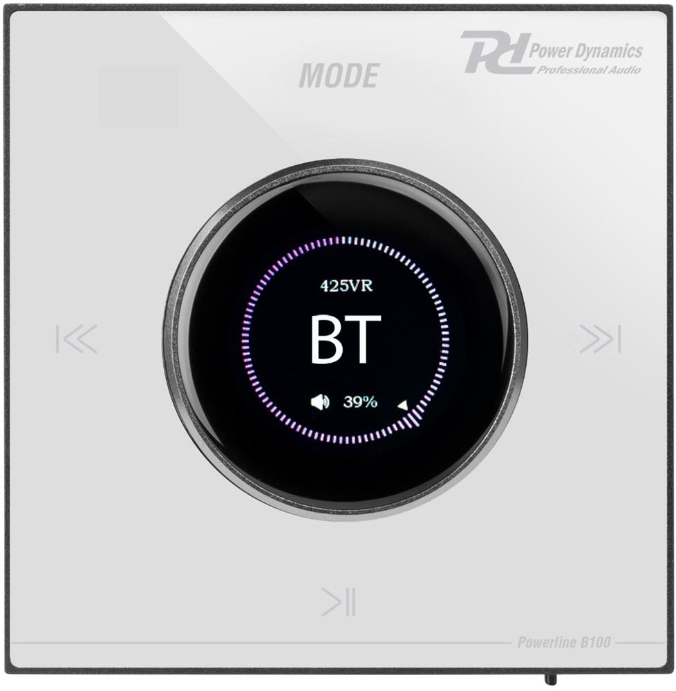 Amplificador Parede LCD 4x 25W Bluetooth/USB/microSD/AUX/FM Branco (POWERLINE B100W) - POWER DYNAMIC