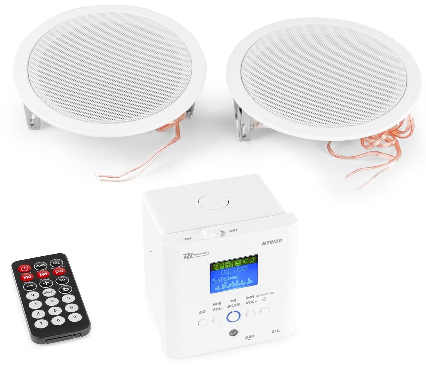 Sistema de Som Amplificado Bluetooth/USB/FM c/ 2 Colunas Tecto 5 (BTW30SET) - Power Dynamics