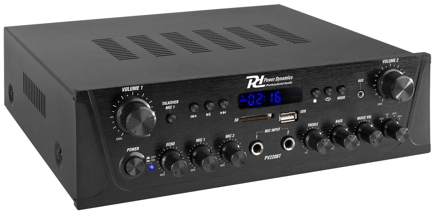 Amplificador 2 Canais Bluetooth FM MP3/USB/SD 2x 100W (PV220BT) - Power Dynamics