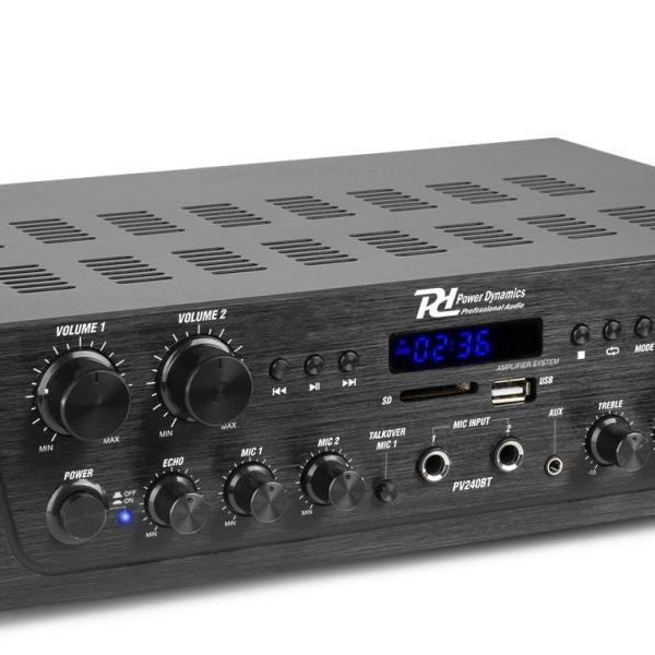 Amplificador 4 Canais Bluetooth FM MP3/USB/SD 4x 100W (PV240BT) - POWER DYNAMICS