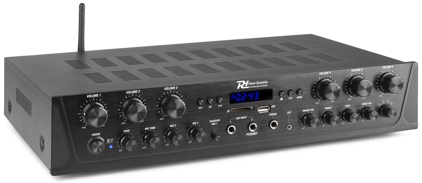 Amplificador 6 Canais Bluetooth FM MP3/USB/SD 6x 100W (PV260BT) - Power Dynamics