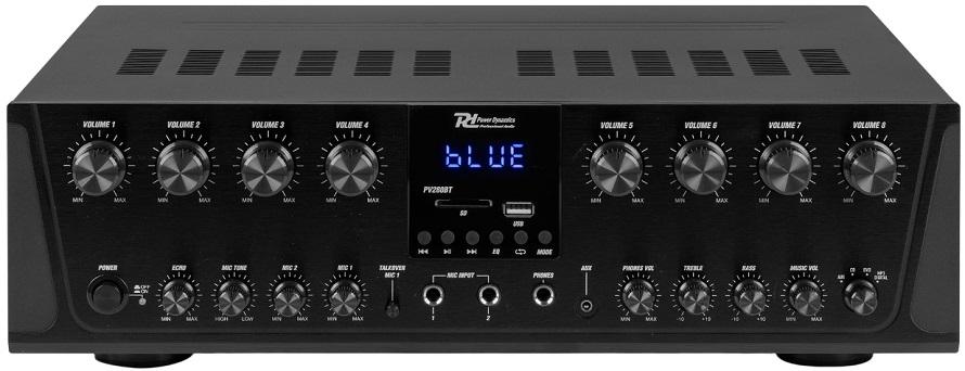 Amplificador de 8 Canais Bluetooth MP3/USB/SD 16x 50W (PV280BT) - Power Dynamics