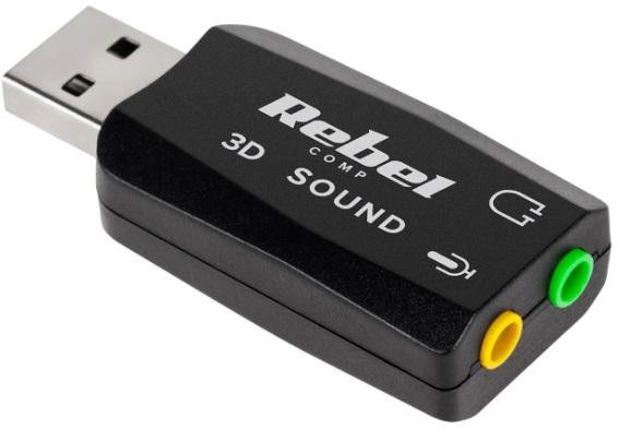 Placa de Som Externa 5.1 3D USB - REBEL