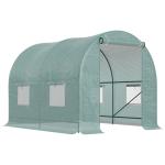 Estufa Tipo Túnel 250x200x200cm Estufa de Jardim com Janelas e Portas Enroláveis para Cultivo de Plantas Verde