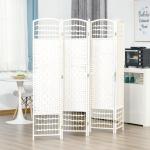 Biombo de 6 Paineis Separador de Ambientes Dobrável 242x170cm Divisória de Habitações de Fibra de Papel Branco