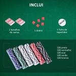 Mala de Poker Profissional com 500 Fichas Jogo de Poker com Mala de Alumínio 5 Dados 2 Baralhos de Cartas e 1 Ficha de Dealer 55,5x22x6,5cm Multicor
