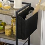 Carrinho Auxiliar com Rodas Carrinho de Armazenamento de 3 Níveis com Bolsa de Tecido 2 Ganchos 66x40x80,5cm Cinza