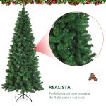 Árvore de Natal Artificial 210cm Ignífugo com 631 Ramos de PVC e Suporte de Metal Decoração de Natal para Interiores Verde