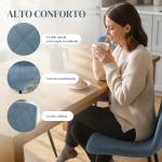 Conjunto de 4 Cadeiras de Jantar Modernas Cadeiras de Cozinha Estofadas em Veludo com Pés de Aço 45x54x87 cm Azul Claro
