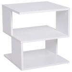 Mesa Auxiliar Mesa de Cabeceira de 2 Níveis com Prateleira de Armazenamento para Sala Quarto Estante 40x40x43 cm Branco