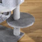 Árvore Arranhadora para Gatos 48x48x107cm com Caverna de Feltro Desmontável Rede Camas de Felpa Múltiplas Plataformas Poste Arranhador de Sisal e Brinquedos Cinza