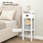 Conjunto de 2 Mesas Auxiliares Mesas de Cabeceira com Gaveta e Prateleira de Armazenamento para Quarto 30x30x75 cm Branco