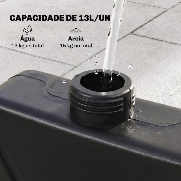 Conjunto de Pesos para Base de Chapéu de Sol de 4 Peças Preenchível com 52 Litros de Água 60 kg de Areia ou 70 kg Ambos Preto