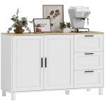 Aparador Moderno para Sala de Estar com 2 Portas e 3 Gavetas Prateleira Ajustável para Sala de Jantar Entrada 120x38x76 cm Branco