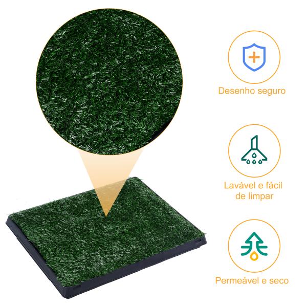 Resguardo de Treino de Erva com Bandeja para cães Sanita Interior para Animais de Estimação com Bandeja Lavável 51x63x6 cm Verde