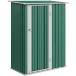 Abrigo de Jardim 142x84x189cm Abrigo de Jardim de Aço Galvanizado com Porta Fechadura e Orifícios de Drenagem para Armazenamento de Ferramentas Verde