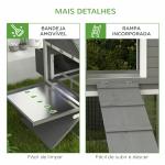 Galinheiro Grande de Madeira para 4 - 6 galinhas com Casa Principal Ninhos Área Aberta de 2,25 ㎡ 310,5x149,5x149 cm Cinza