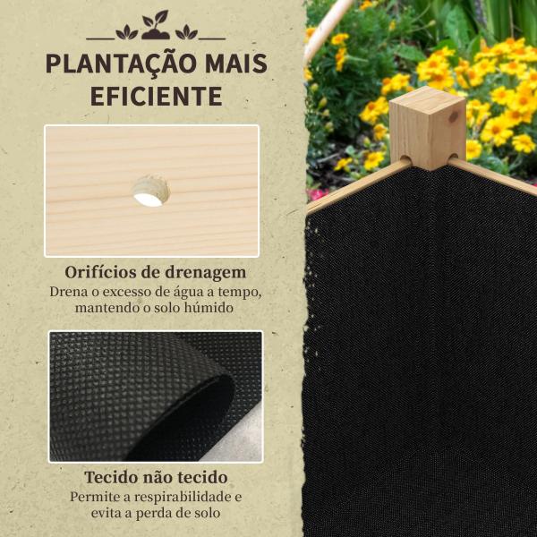 Mesa de Cultivo de Madeira Horta Elevada 115x55x80 cm com Tecido não Tecido para Cultivo de Plantas Verduras Flores Madeira